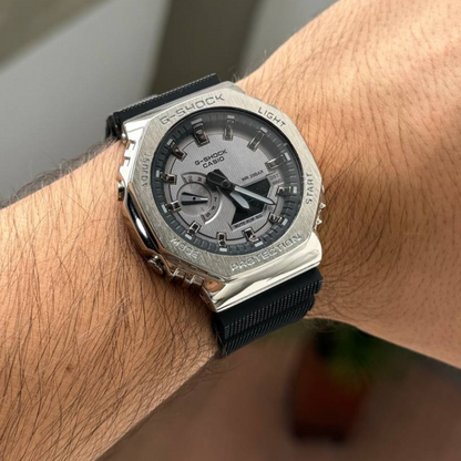 007 G Shock Plateado Metalico correa Negra