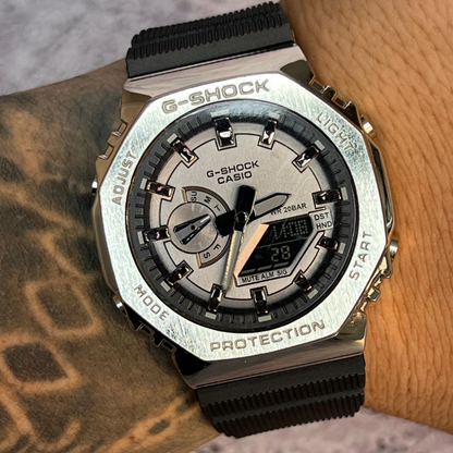 007 G Shock Plateado Metalico correa Negra